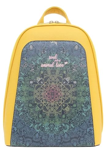 Dogo Femme Cuir Vegan Jaune Fait Main Et Mode Sac À Dos - Soul Full Of Animal Love Motif
