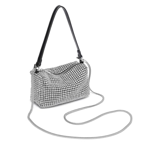 Miss Lulu Pochette Donna - Elegante Borsa Argento Donna - Adatto Per Feste, Matrimoni, Uso Quotidiano