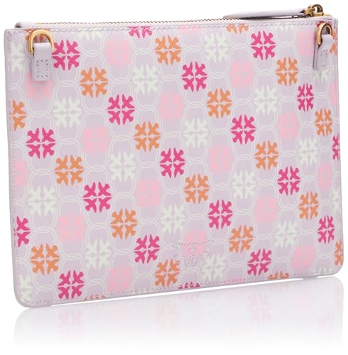 Pinko Flat Classic D Pvc Stampa Logo, Borsa Donna, Wn2Q_Lilla/Fucsia/Bianco-Antique Go, Taglia Unica