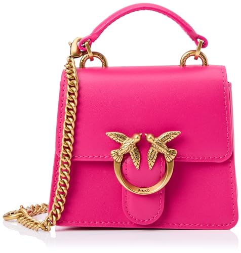 Pinko Love One Top Handle Micro Light Vitello Seta, Borsa Donna, N17Q_Pink Antique Gold, Taglia Unica
