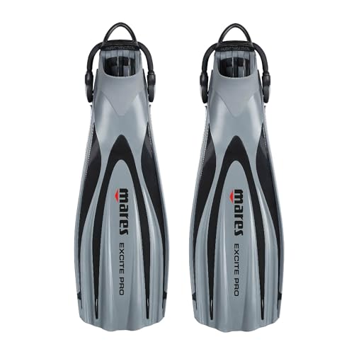 Mares Excite Pro, Pinne Da Immersione Con Scarpetta Aperta, Adulto, Grigio, Xl 44 E 48
