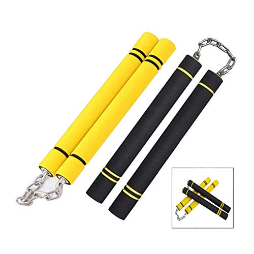 Xlkj 2 Paia Nunchaku,Nunchaku Schiuma Addestramento Con Catena Girevole In Ferro Per Arti Marziali Formazione Practice E Beginner