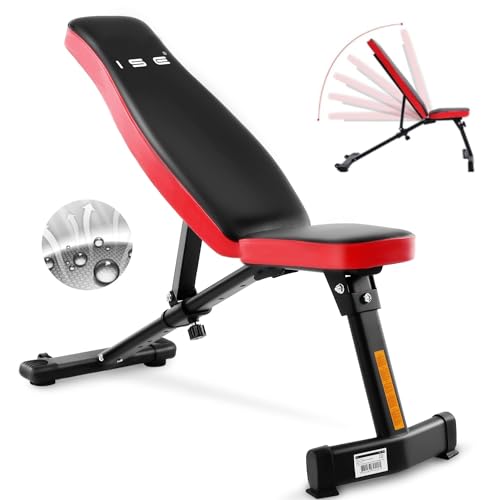 Ise Panca Palestra&Panca Pesi, Panca Palestra Regolabile/Pieghevole, Allenamento, Panca Piana Palestra Con 6 Posizioni Dello Schienale Regolabile, Mul
