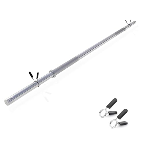 Donatif Bilanciere Palestra In Acciaio Con Fermadischi Inclusi - Bilanciere 28Mm Cromato 120 Cm (6 Kg) - Attrezzi Palestra Casa - Fitness Home Gym - A