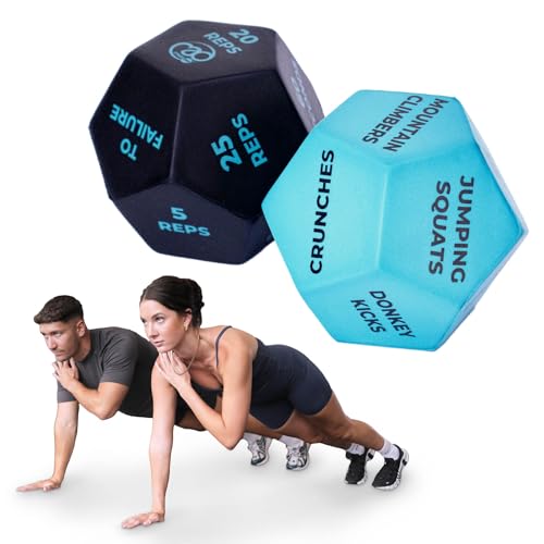 Fitness Mad Dadi Per Esercizi, 12 Dadi Da Fitness Per Allenamento Completo Del Corpo, Cardio E Hiit, Accessorio Fitness Ideale Per Lezioni Di Esercizi