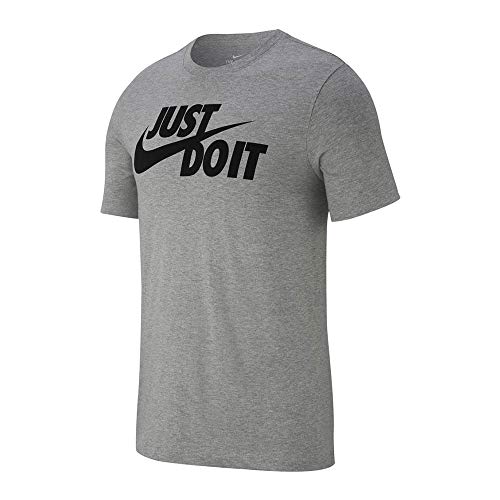 Nike Tee Just Do It Swoosh, T Shirt Unisex Adulto, Grigio (Dark Grey Heather/Black 063), L