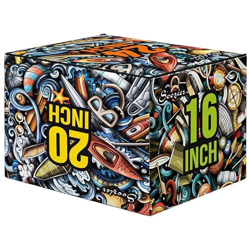 Sportnow Plyo Box 3 Altezze, Scatola Pliometrica Antiscivolo Per Casa E Palestra, 61 X 51 X 41Cm, Multicolore