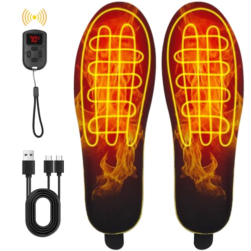 Solette Riscaldanti 3 Livelli Di Calore, Soletta Ricaricabile Riscaldabile Da 2600 Mah, Per Attività All'Aperto Sci Caccia Campeggio (Nero, S)