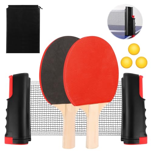 Set Di Racchette Da Ping Pong, Set Professionale, Rete Da Ping Pong Con Rete, Set Da Ping Pong Per Bambini, 2 Racchette Da Ping Pong + Rete Retrattile