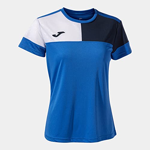 Joma Maglia A Manica Corta Donna Crew V Blu Reale Blu Navy Bianco