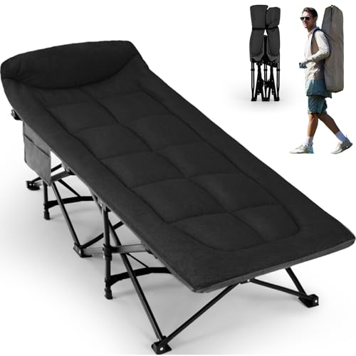Overmont Lettino Da Campeggio Brandina Pieghevole - Letto Portatile Xl Caricabile Fino 250 Kg - Letto Singolo Antiscivolo Con Cuscino Borsa Di Stoccag
