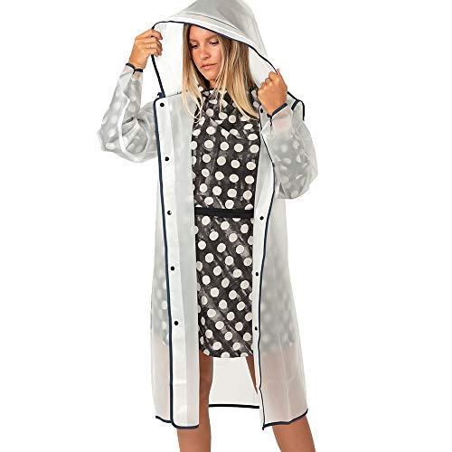 Perletti Impermeabile Da Uomo Donna Trasparente Con Cappuccio - Poncho Ragazzo Ragazza Dettagli Riflettenti - Impermeabile Pioggia Signora Signor Impe