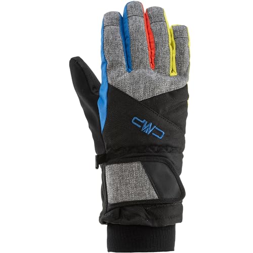 Cmp, Guanti Da Sci In Twill Per Bambini, Nero-Royal-Limeade, 5