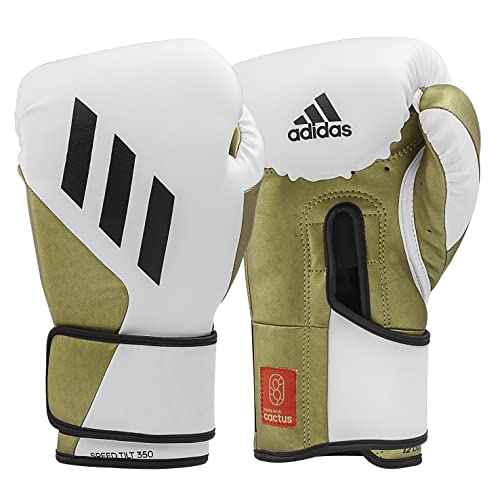 Adidas Guantoni Da Boxe Speed Tilt 350 Velcro - 16 Oz, Colore: Bianco/Oro - Con Innovativa Tecnologia Tilt® - I Primi Guantoni Da Boxe Realizzati In P