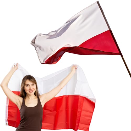 Naramaki Europei Calcio 2024 - Bandiera Polonia 90X150 Cm Con Passante Per Asta - Asta Non Inclusa (Bandiera Polonia)