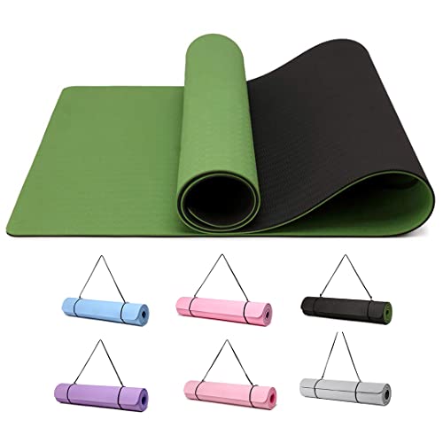 Good Nite Tappetino Da Ginnastica Da Yoga Tappetino Antiscivolo Per Allenamento Sport Pilates Con Tracolla 183 X 61 X 0,6 Cm (Verde/Nero)