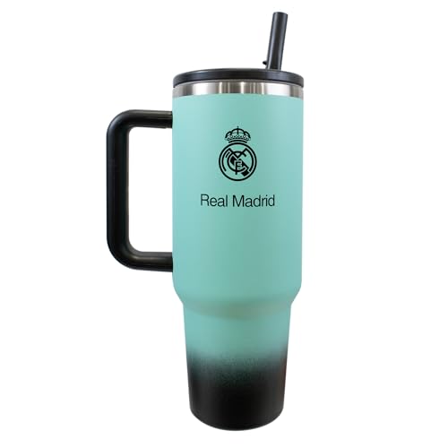 Hy-Pro Real Madrid 40Oz Thermal Flask, Bottiglia Gioventù Unisex, Verde Acqua/Nero, 1.3L
