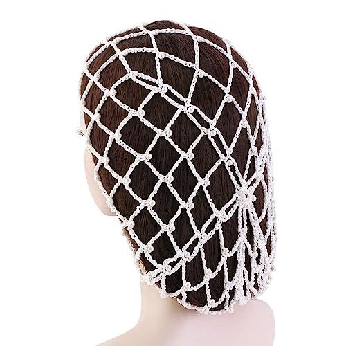 Chuyix Snoods - Rete Per Capelli Da Donna, 1 Retina Per Capelli Con Perle, Per Capelli, Per Dormire, Uncinetto, Rete Per Capelli, Per Donne E Ragazze