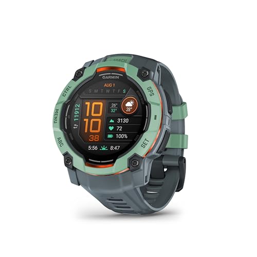 Garmin Instinct 3, Smartwatch, 50Mm, Display Amoled 1,3", Lunetta In Metallo, 10Atm, Gps Multi-Band, Torcia, 90+ App Per Lo Sport, Pay, Connect Iq, Au