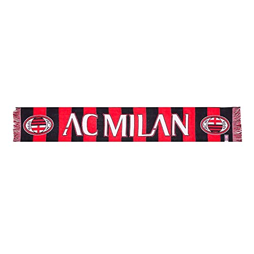 Ac Milan Sciarpa Jacquard, Prodotto Ufficiale, Rosso/Nero