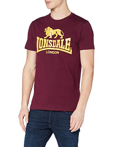 Lonsdale Logo, Maglietta Uomo, Rosso (Bordeaux), M