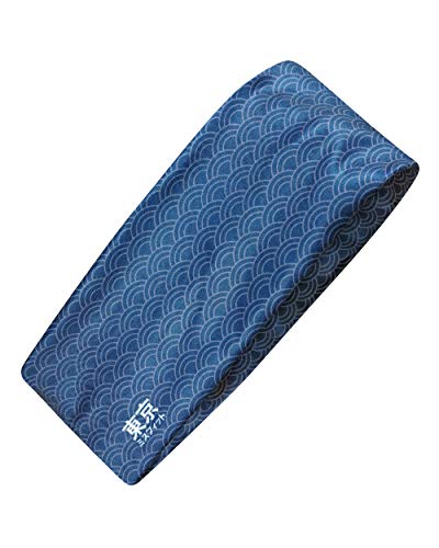 Tokyo Misfit - Fascia Per Capelli Giapponese Per Uomini E Donne, Fascia Per Sudore, Allenamento, Yoga, Moda, Corsa, Sport, Basket, Bandana (Wave-Seiga