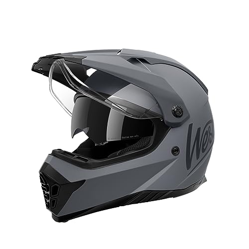 Westt Casco Motocross Integrale - Casco Integrale Enduro Uomo Donna Certificato Ece Dot - Casco Moto Adulti Casco Cross Grigio L (59-60Cm)