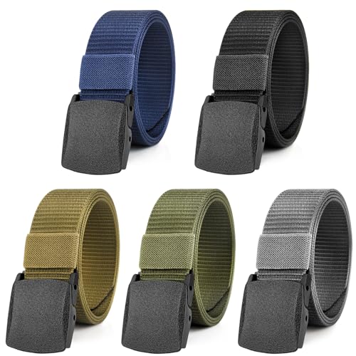 Magiccute 5 Pezzi Cintura Da Lavoro Uomo, Cinture Da Uomo Nylon 130Cm Regolabile, Cintura Tattica Militare In Tela, Plastica Fibbia Veloce Attraverso