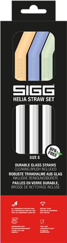 Sigg Helia Set Di Cannucce In Vetro (4 Pezzi), Set Di Cannucce Lavabili In Lavastoviglie In Vetro, Set Composto Da Cannucce Riutilizzabili E Scovolino