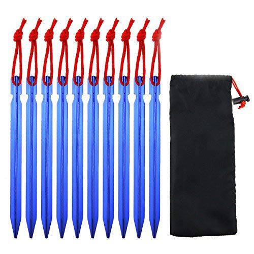 Dawa, 10 Picchetti Per Tenda In Lega Di Alluminio Da 17,8 Cm Con Corda, Attrezzatura Da Campeggio, Ideale Per Viaggio In Tenda, Include Una Busta Mode