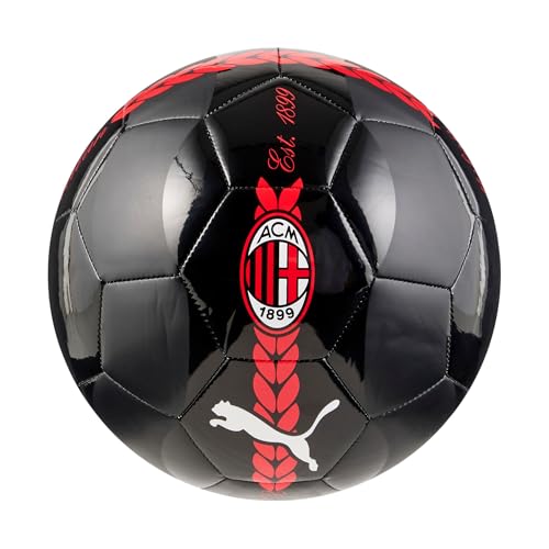 A.C. Milan - Pallone Prematch, Pallone Da Calcio E Da Allenamento, Prodotto Ufficiale, Taglia Standard 5, Nero