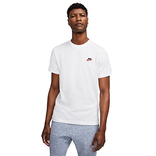 Nike M Nsw Club Tee Maglietta, White Black University Red, M Uomo