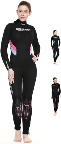 Cressi Castoro Lady Monopiece Wetsuit, Muta Subacquea Donna In Neoprene High Stretch 5 Mm, Nero/Rosa/Grigio, M
