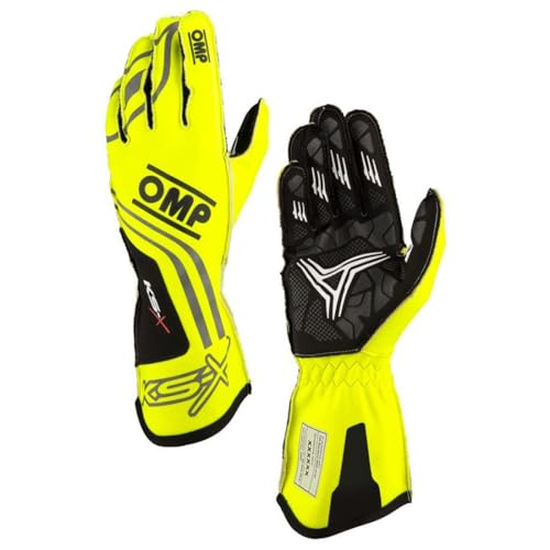 Ompracing Guanti Omp Kart Ks-X Fia 8877-2022 Giallo Fluo, Taglia Xs