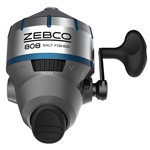 Zebco Mulinello Da Pesca In Acqua Salata 808, In Acciaio Inox, Con Inserto In Abs, Anti-Inversione E Avviso Di Morso, Pre-Bobina Con Lenza Cajun Da 9,