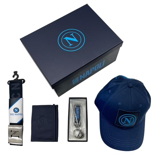 Enzo Castellano Ssc Napoli Set 4 Prodotti In Box, Cappello, Cintura, Portafoglio E Portachiavi, Prodotto Ufficiale