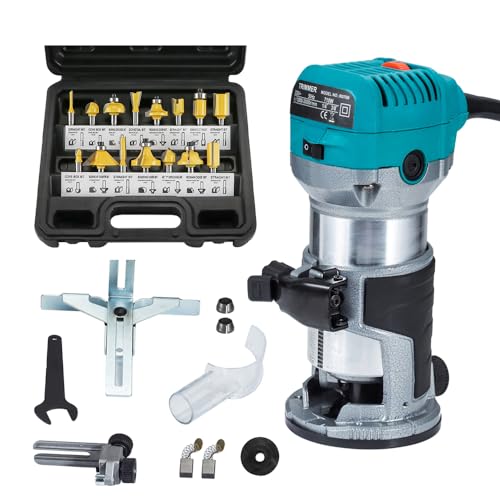 Rifilatore Fresatrice Verticale, Elettrica Fresatrice Palmare Rifilatore Per Legno 220V 710W Con Base Per Rifilare, Set Frese Fresa Fresatrice Punte P