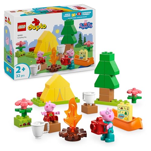 Lego Duplo Peppa Pig Gita In Campeggio Con Papà - Giochi Didattici Montessori Per Bambine E Bambini Da 2 Anni Con Tenda, Canoa, Falò E 2 Personaggi - 