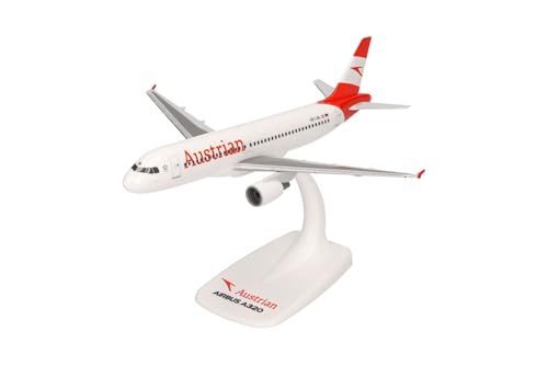 Herpa Modello Di Aereo Airbus A320 "Austrian Airline - Ausseerland” In Scala 1:200 - Snap-Fit, Pezzo Da Collezione, Miniatura Deco, Statuetta Con Supp