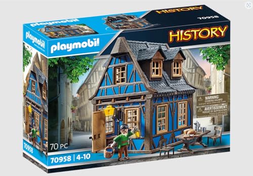 Playmobil History 70958 - Casa Medievale, 70 Pezzi, Dai 4 Anni In Su, Con Personaggio E Arredamento: Sedie, Tavolo, Cassettiera, Letto E Molto Altro A