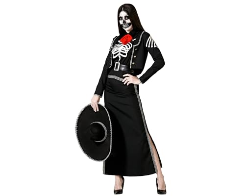 Atosa Costume Scheletro Messicano Nero Con Giacca Donna Adulto Xs