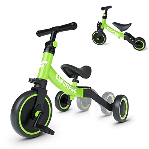 Besrey Tricicli 5 In 1 Triciclo Per Bambini Da 1 A 4 Anni,Triciclo Senza Pedali,Bicicletta Senza Pedali,Verde