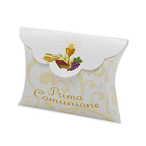 Big Party- Conf. 25 Scatoline Portaconfetti Per Bomboniere Prima Comunione, Colore Bianco E Beige, Big-81601