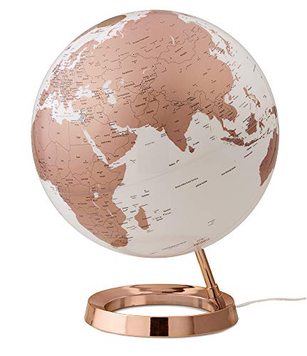 Tecnodidattica – Mappamondo Light&Colour Metal Copper | Luminoso, Girevole, Con Cartografia Politica Aggiornata | Lampada Di Design | Diametro 30 Cm