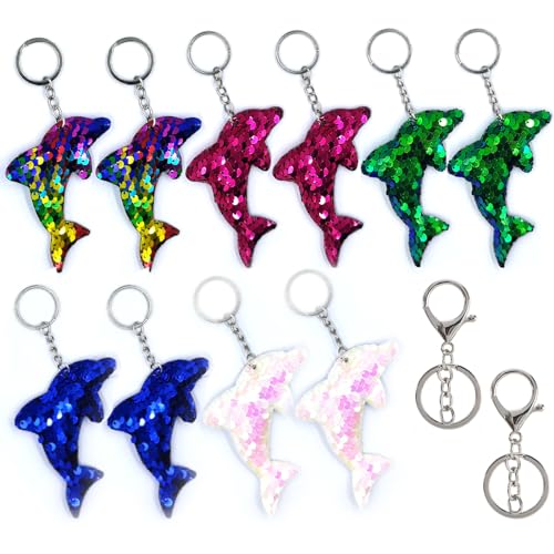 Wekuw 10 Pezzi Pezzi Portachiavi Con Paillettes, Portachiavi A Forma Di Delfino, Portachiavi Con Paillettes In Metallo Pendenti, Usati Per Feste Di Co