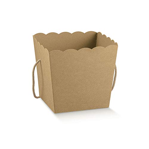 10X Linea Avana Vaso Cartone Con Cordoncino Confettata Cm 10X10X14.5
