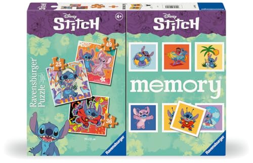 Ravensburger - Multipack Memory® E Puzzle Disney Stitch, Puzzle E Gioco Per Bambini, Età Raccomandata 4+