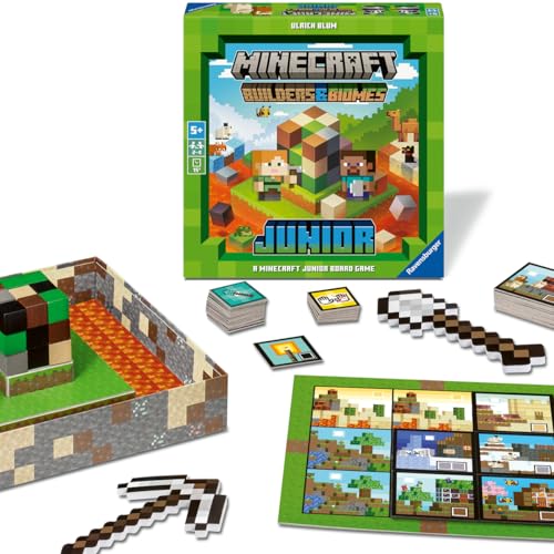 Ravensburger - Minecraft Builders & Biomes Junior, Gioco Cooperativo Per Bambini Di 5+ Anni Per 2-4 Persone, Versione Italiana