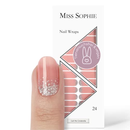 Miss Sophie Pellicola Per Unghie - "Call Me Cinderella", Brillantini, Rosa, Nail Wraps -24 Pellicole Per Unghie Autoadesive Ultrasottili A Lunga Durat