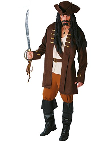 Guirca Sl.- Costume Corsaro, Jack Sparrow, Pirati Dei Caraibi Per Adulti, Marrone, 48/52, 80512